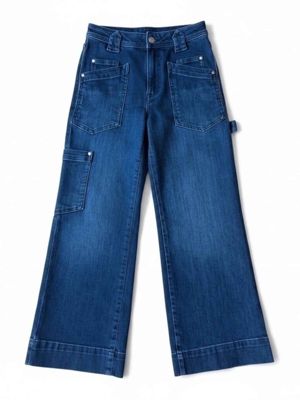Maeve High Rise Cargo Wide Leg Crop Jeans